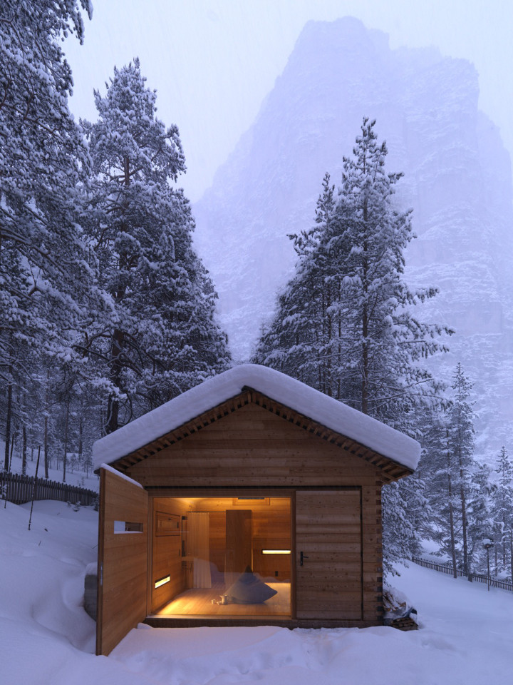 Refugio alpino hecho en madera con un toque moderno 4