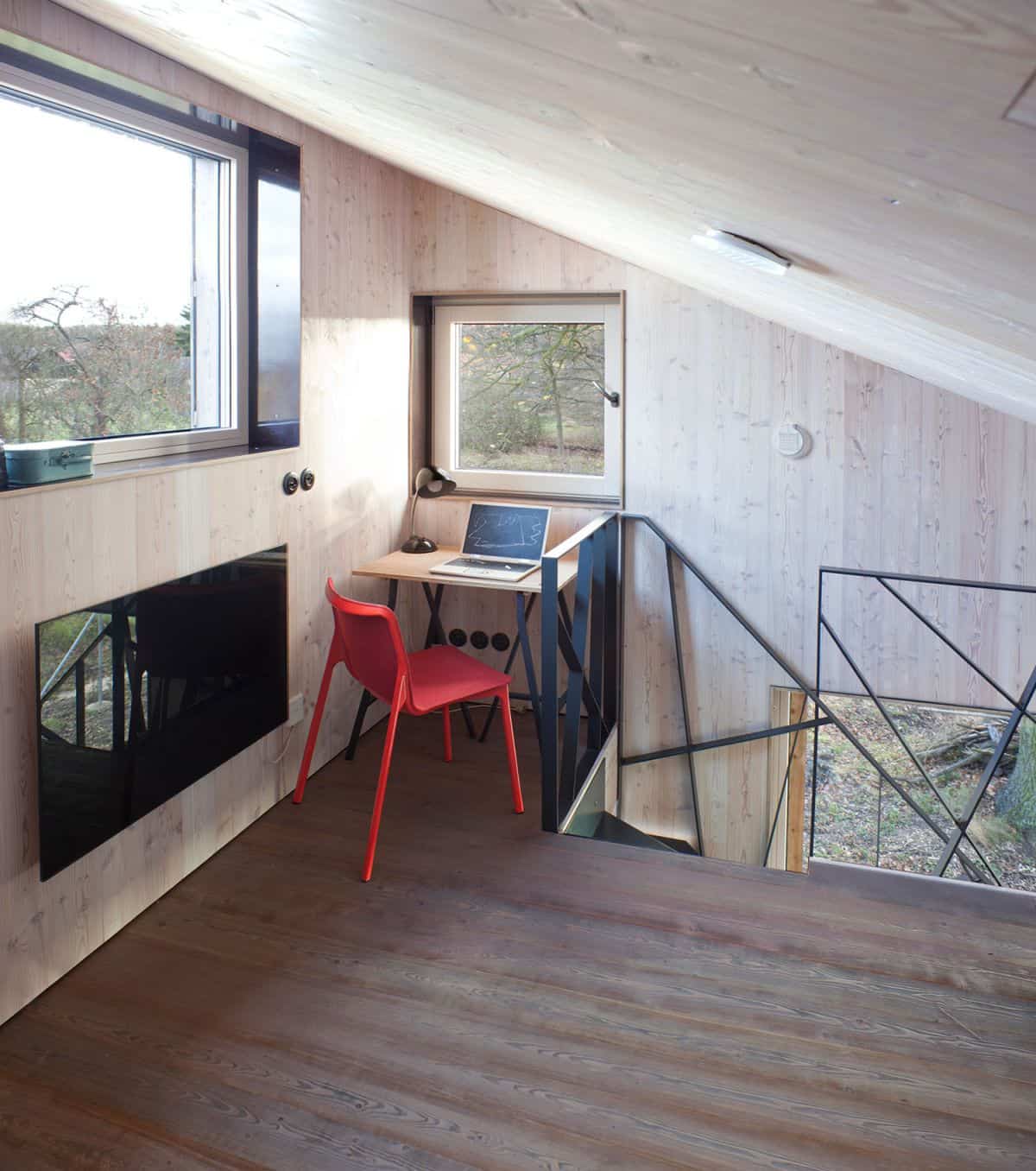 Casa de madera Zilvar - escritorio en una ventana
