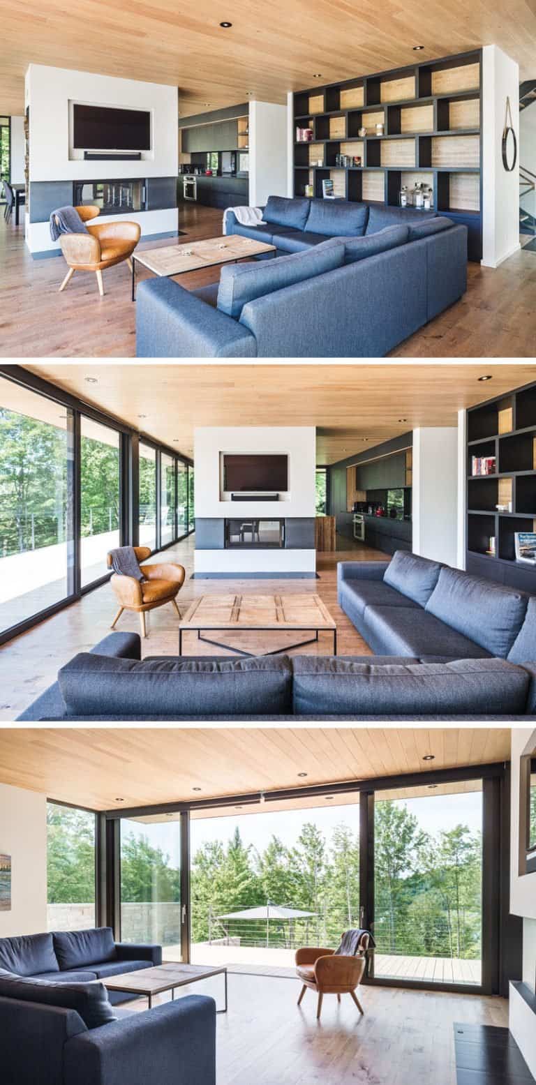 Piedras y madera para construir esta moderna casa multinivel