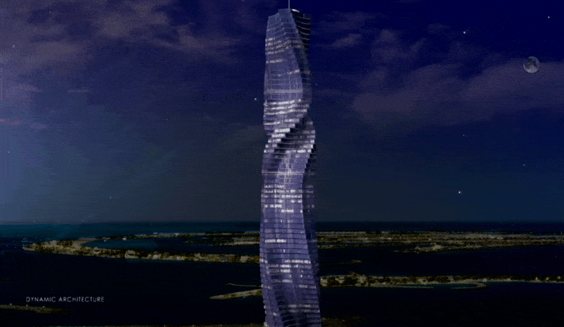 Gif rascacielos giratorio de Dubai