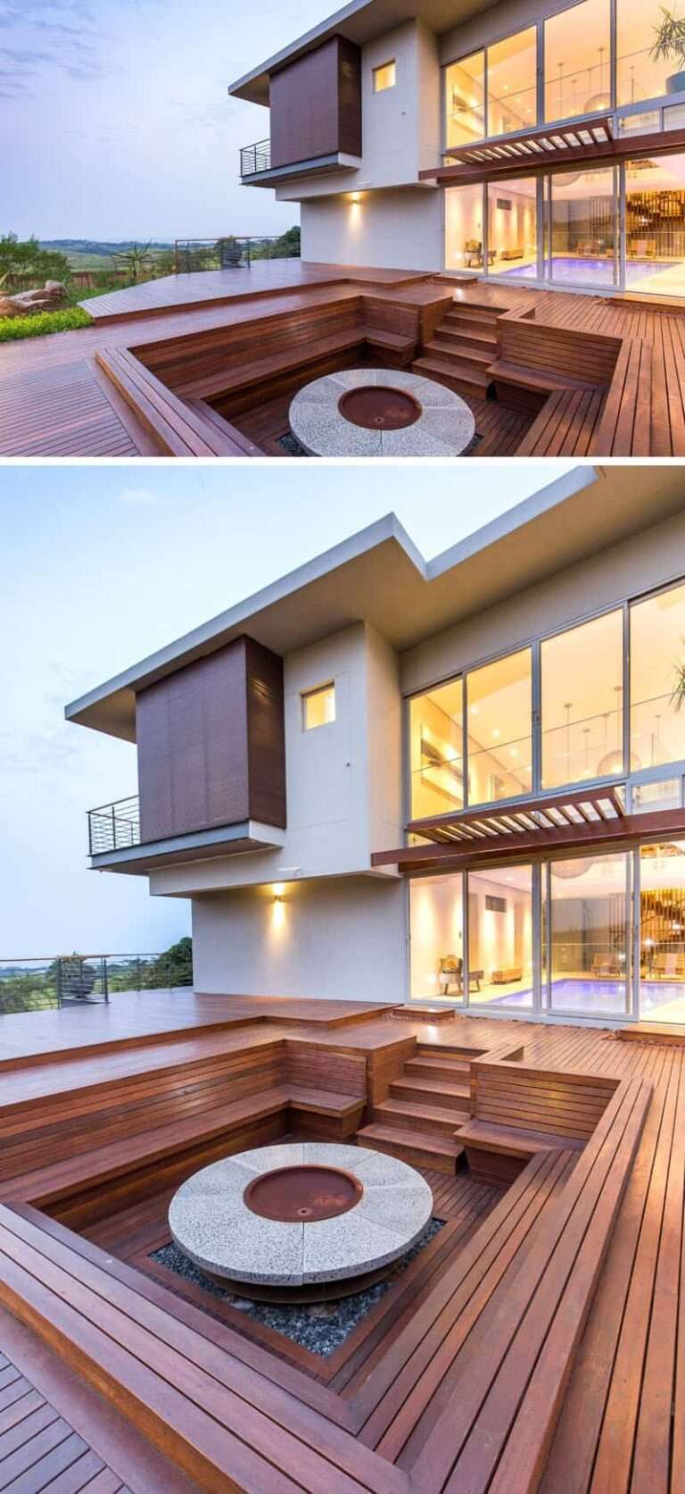 Impresionante casa construida alrededor de una piscina cubierta