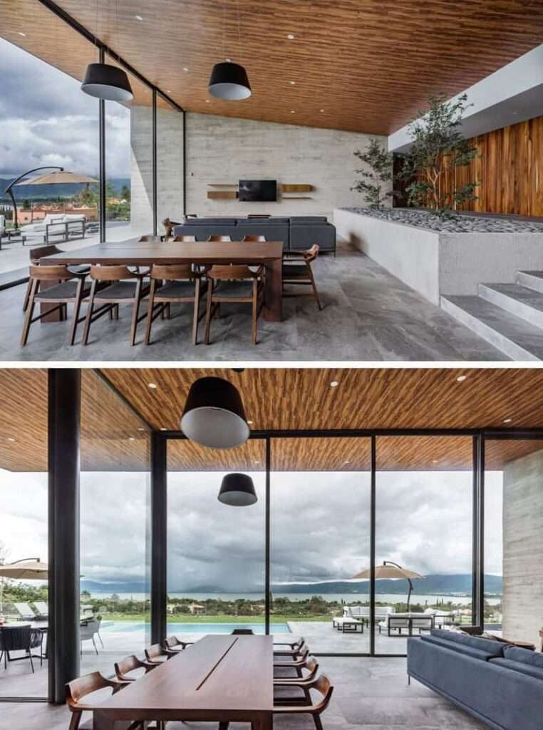 Casa con techo inclinado para una mejor vista del lago