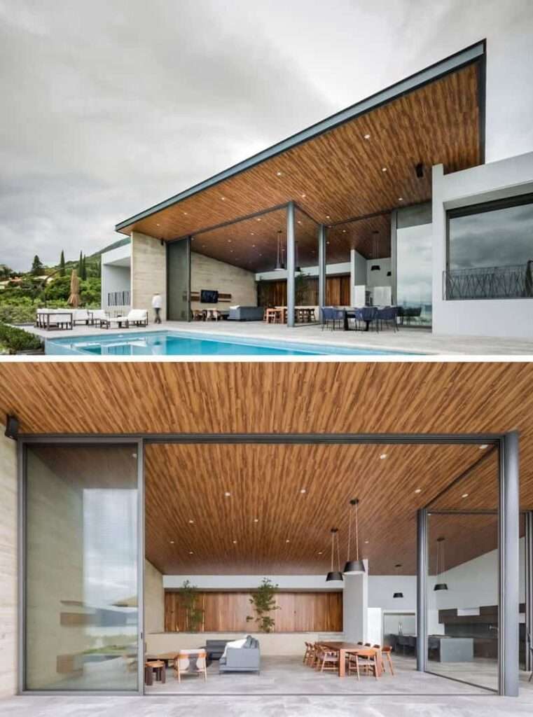 Casa con techo inclinado para una mejor vista del lago