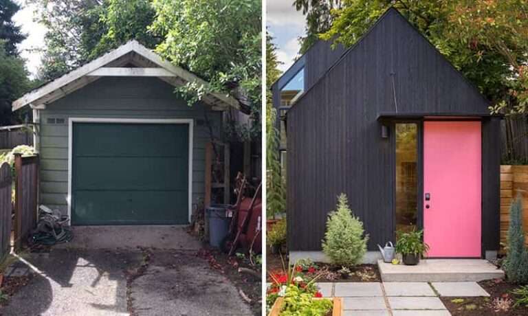El antes y el después de cómo un garaje se transformó en una pequeña casa